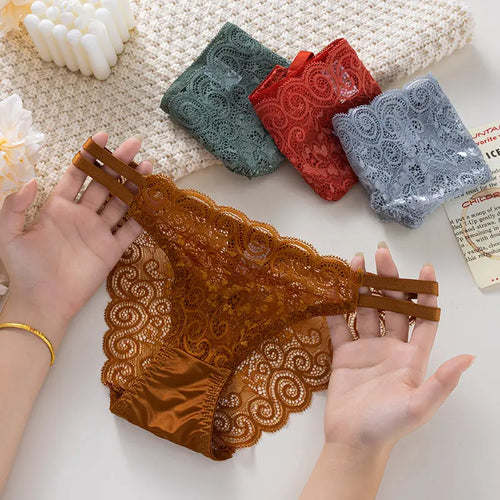 2025 New Ladies Lace Underwear Comfortable Low-Waist High-Elastic Breathable Sexy Mesh Triangle Pants Alice Thong
