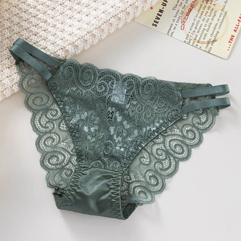2025 New Ladies Lace Underwear Comfortable Low-Waist High-Elastic Breathable Sexy Mesh Triangle Pants Alice Thong