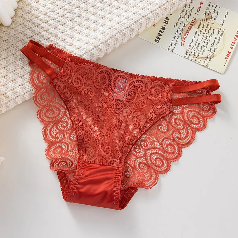 2025 New Ladies Lace Underwear Comfortable Low-Waist High-Elastic Breathable Sexy Mesh Triangle Pants Alice Thong