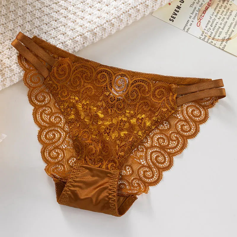 2025 New Ladies Lace Underwear Comfortable Low-Waist High-Elastic Breathable Sexy Mesh Triangle Pants Alice Thong