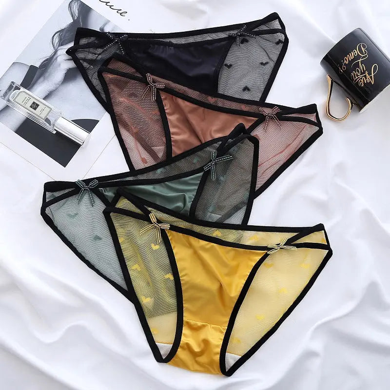 Delicate and soft lace sexy panties for women, charming new style mesh lace bowknot briefs, low waist shorts Alice Thong