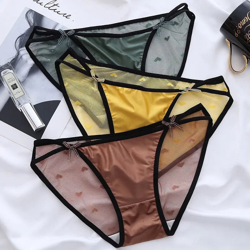 Delicate and soft lace sexy panties for women, charming new style mesh lace bowknot briefs, low waist shorts Alice Thong