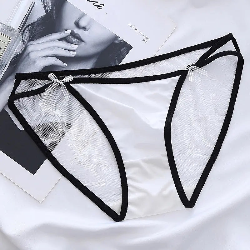 Delicate and soft lace sexy panties for women, charming new style mesh lace bowknot briefs, low waist shorts Alice Thong