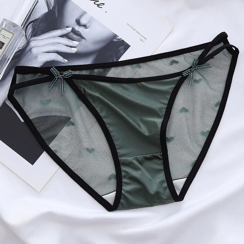 Delicate and soft lace sexy panties for women, charming new style mesh lace bowknot briefs, low waist shorts Alice Thong