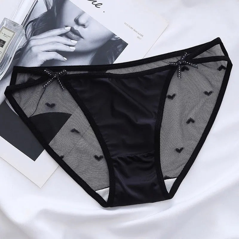 Delicate and soft lace sexy panties for women, charming new style mesh lace bowknot briefs, low waist shorts Alice Thong