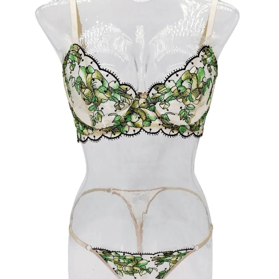 European and American 2025 new hot style mesh multi-color embroidery perspective temptation sexy lingerie suit for women Alice Thong