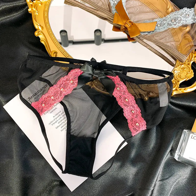 French Sexy Lace Thong, High-Quality Hollow Open Crotch Women's Panties 我的商店