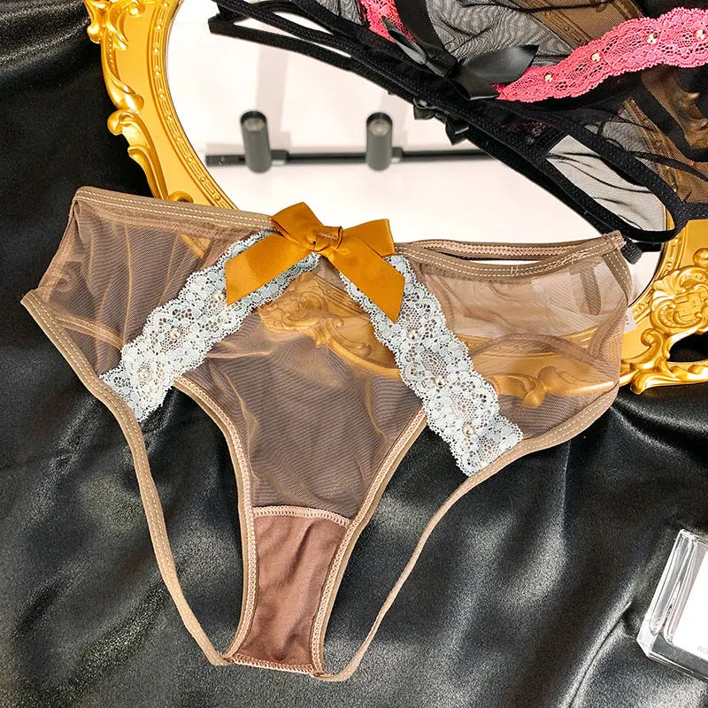 French Sexy Lace Thong, High-Quality Hollow Open Crotch Women's Panties 我的商店