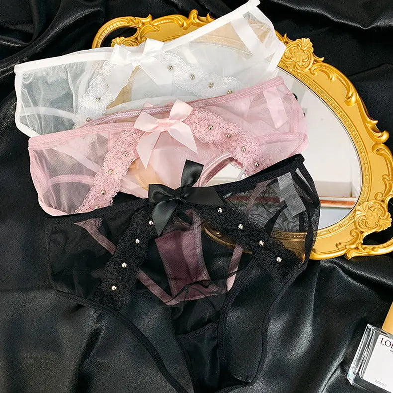 French Sexy Lace Thong, High-Quality Hollow Open Crotch Women's Panties 我的商店