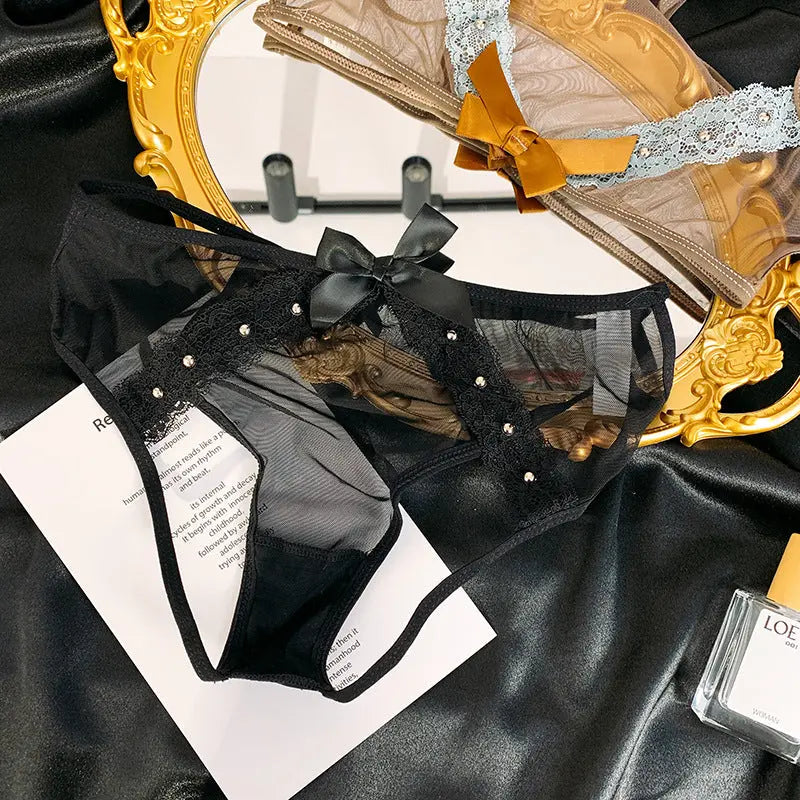 French Sexy Lace Thong, High-Quality Hollow Open Crotch Women's Panties 我的商店