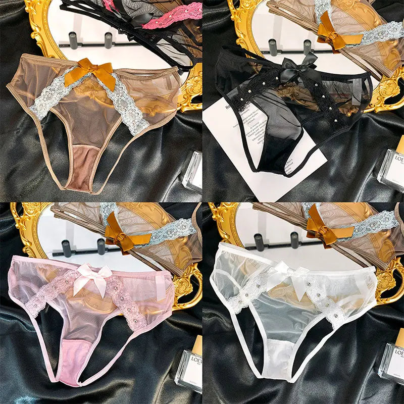 French Sexy Lace Thong, High-Quality Hollow Open Crotch Women's Panties 我的商店