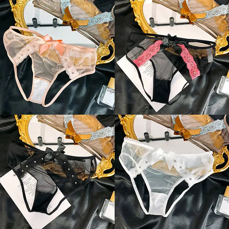 French Sexy Lace Thong, High-Quality Hollow Open Crotch Women's Panties 我的商店