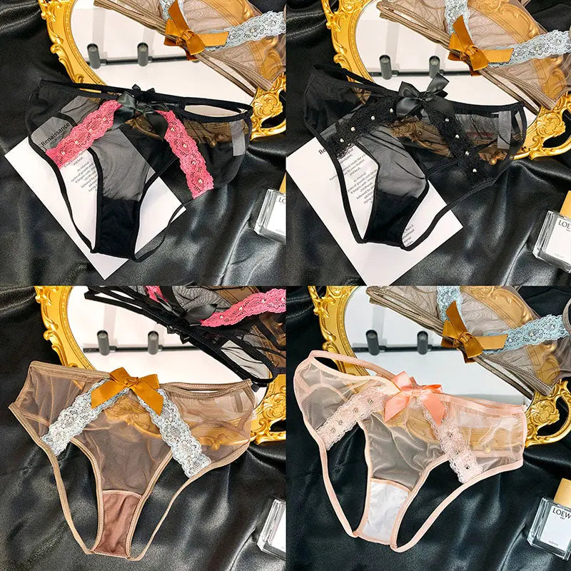 French Sexy Lace Thong, High-Quality Hollow Open Crotch Women's Panties 我的商店