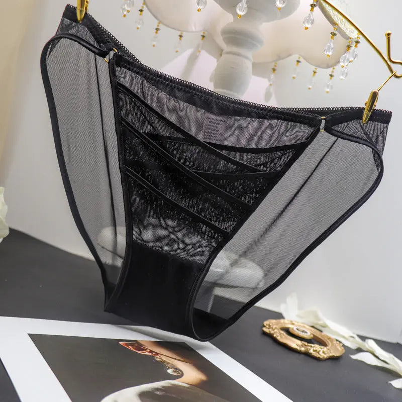 French sexy lace thong comfortable and breathable mesh cut-out high-quality girly triangle briefs Alice Thong