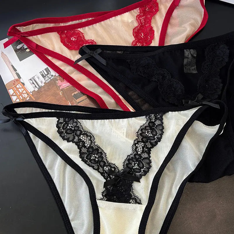 French-style sexy lace women's thongs - high-quality mesh panties, breathable and comfortable 我的商店