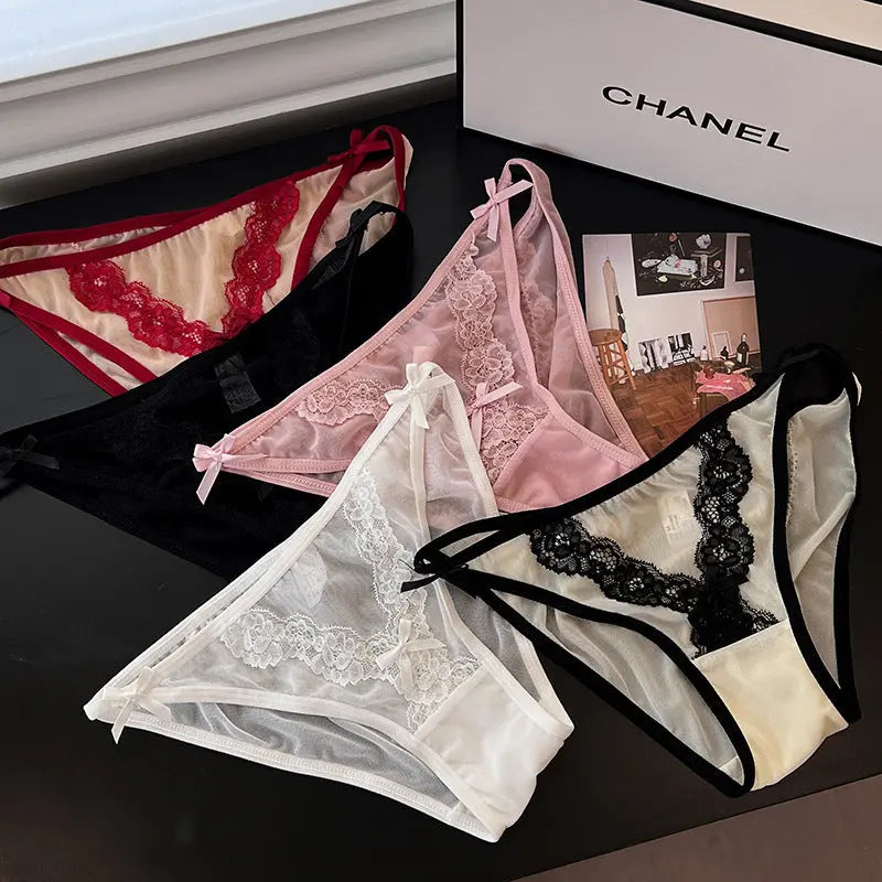 French-style sexy lace women's thongs - high-quality mesh panties, breathable and comfortable 我的商店