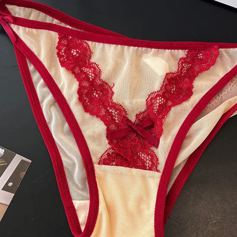 French-style sexy lace women's thongs - high-quality mesh panties, breathable and comfortable 我的商店