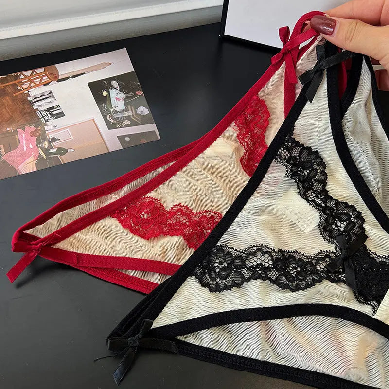 French-style sexy lace women's thongs - high-quality mesh panties, breathable and comfortable 我的商店
