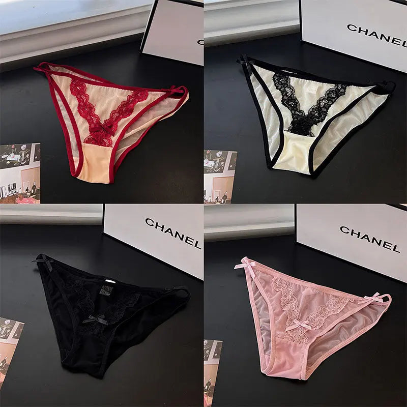 French-style sexy lace women's thongs - high-quality mesh panties, breathable and comfortable 我的商店