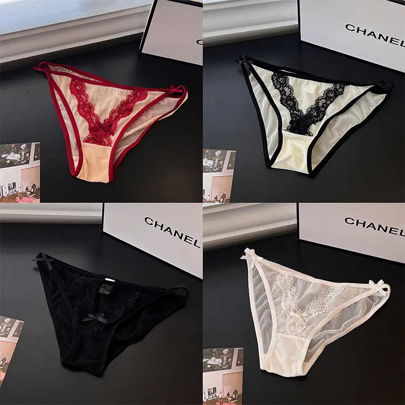French-style sexy lace women's thongs - high-quality mesh panties, breathable and comfortable 我的商店