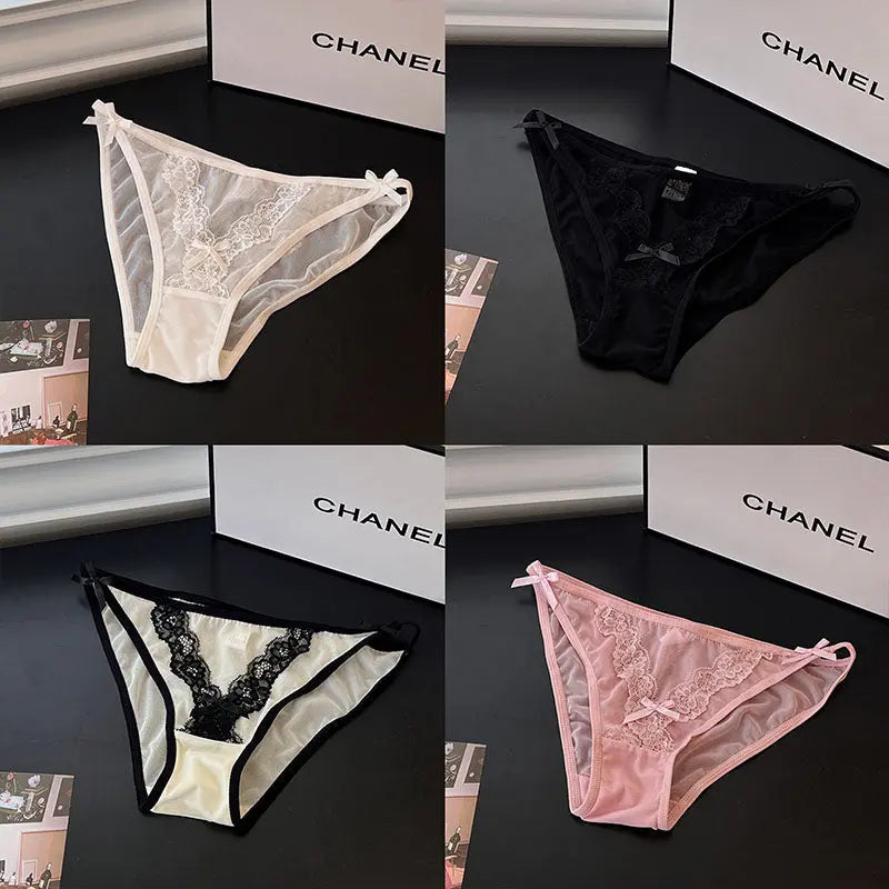 French-style sexy lace women's thongs - high-quality mesh panties, breathable and comfortable 我的商店