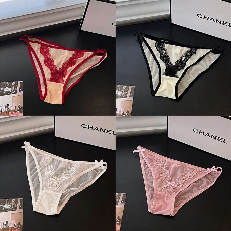 French-style sexy lace women's thongs - high-quality mesh panties, breathable and comfortable 我的商店