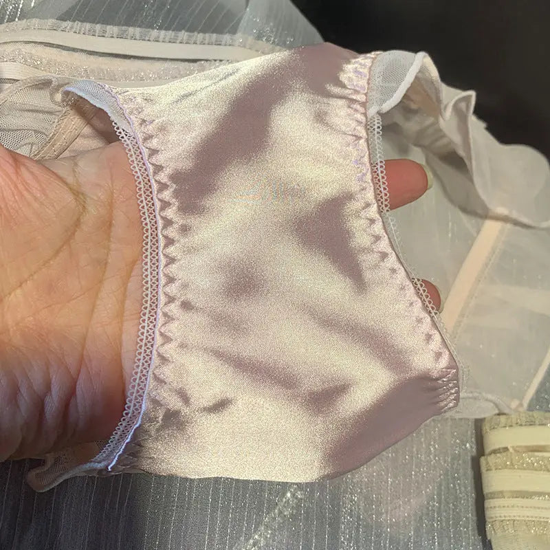 French vintage court princess silk mesh panties women's ruffles low rise sexy comfortable breathable women's briefs Alice Thong
