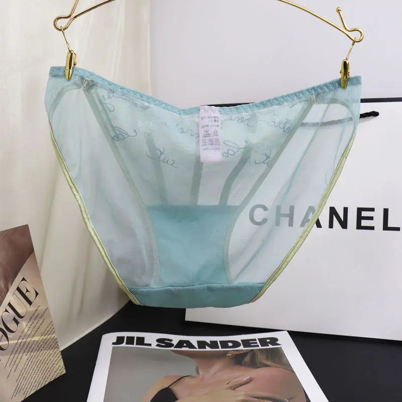 French vintage court sexy embroidered lace panties women's thin breathable pure desire see-through mid low rise briefs Alice Thong