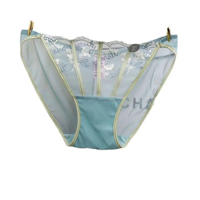 French vintage court sexy embroidered lace panties women's thin breathable pure desire see-through mid low rise briefs Alice Thong