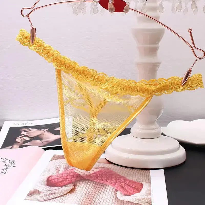 Women's Panties Lace Thong Flower Women's T-Back Low Waist Panties Underwear Sexy High Quality Eyelashes Heart Thong - Alice Thong