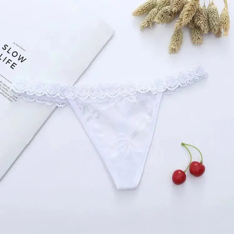 Women's Panties Lace Thong Flower Women's T-Back Low Waist Panties Underwear Sexy High Quality Eyelashes Heart Thong - Alice Thong