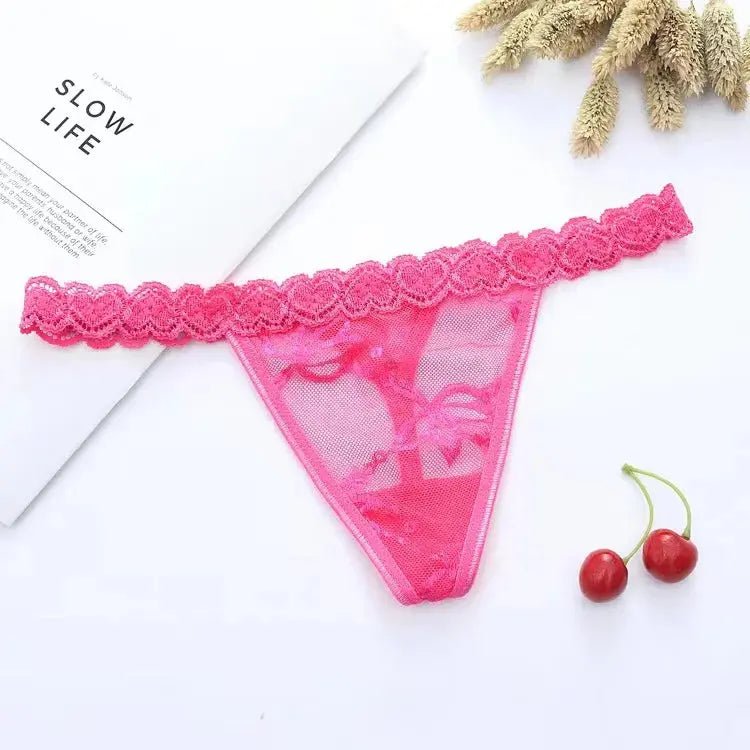 Women's Panties Lace Thong Flower Women's T-Back Low Waist Panties Underwear Sexy High Quality Eyelashes Heart Thong - Alice Thong