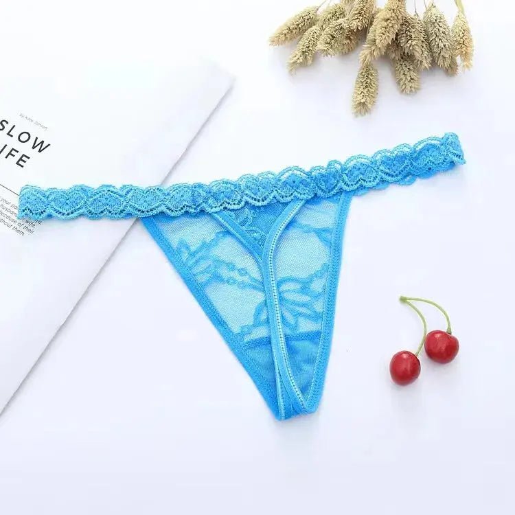 Women's Panties Lace Thong Flower Women's T-Back Low Waist Panties Underwear Sexy High Quality Eyelashes Heart Thong - Alice Thong