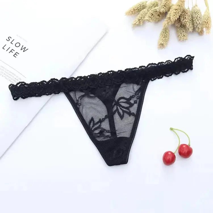 Women's Panties Lace Thong Flower Women's T-Back Low Waist Panties Underwear Sexy High Quality Eyelashes Heart Thong - Alice Thong