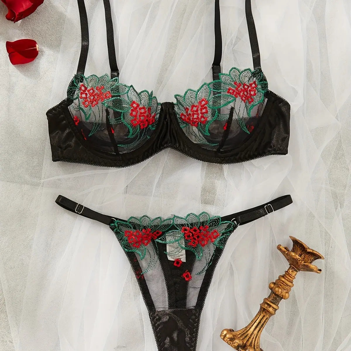 INS new Valentine's Day fun bra perspective temptation sexy lingerie set pure desire women Alice Thong