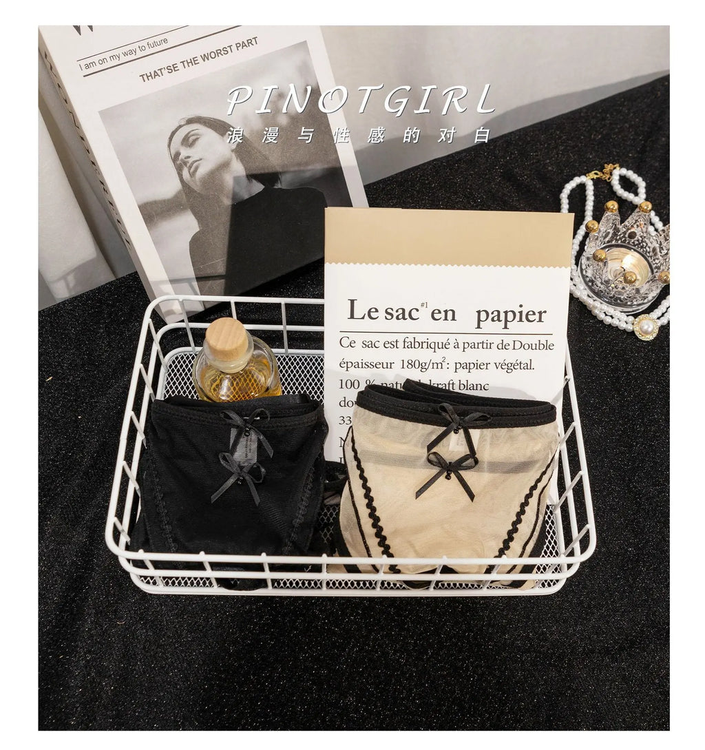 Lace temptation pure desire panties women breathable not stuffy sexy mesh bow women's panties low rise briefs Alice Thong