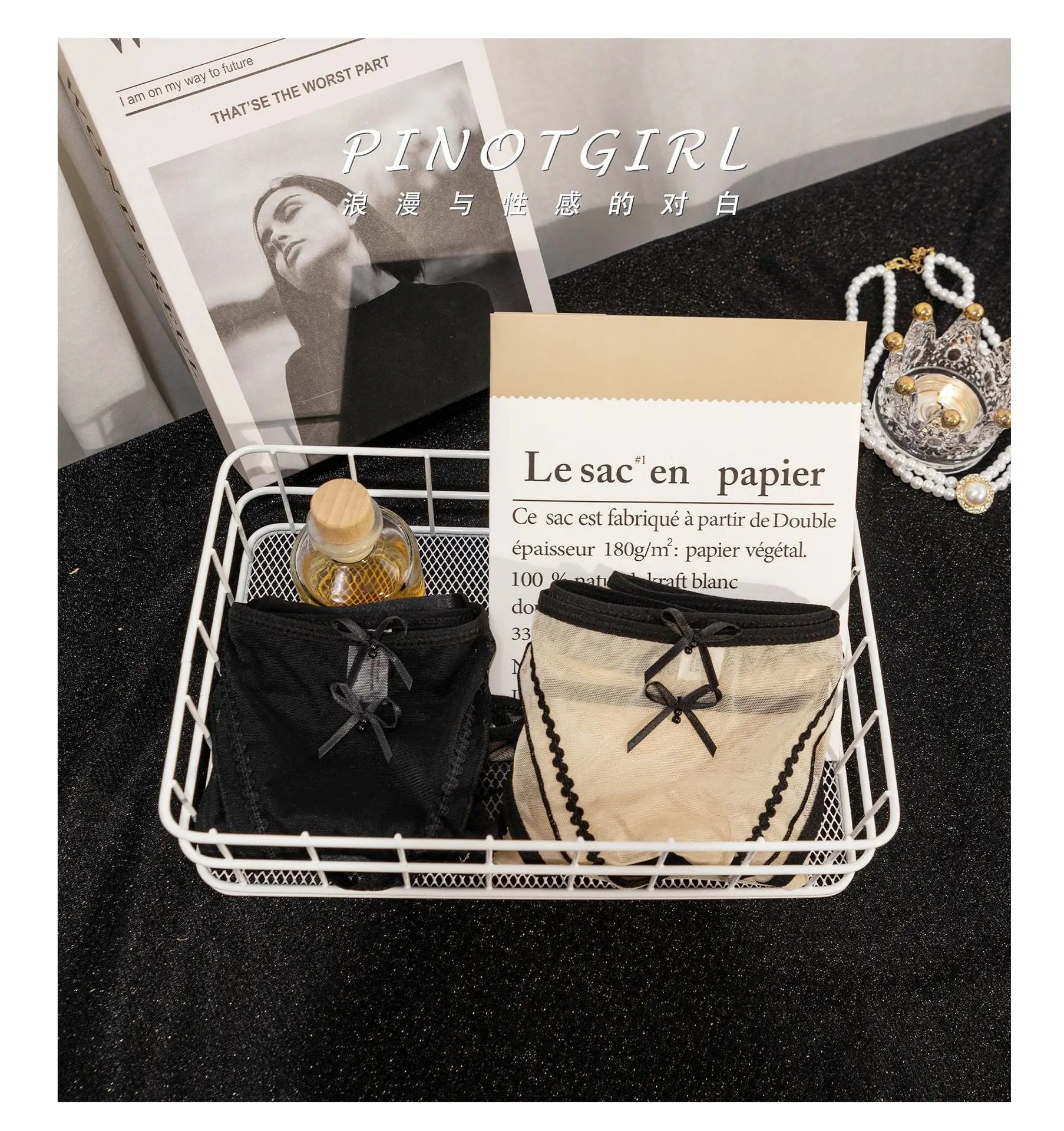 Lace temptation pure desire panties women breathable not stuffy sexy mesh bow women's panties low rise briefs Alice Thong