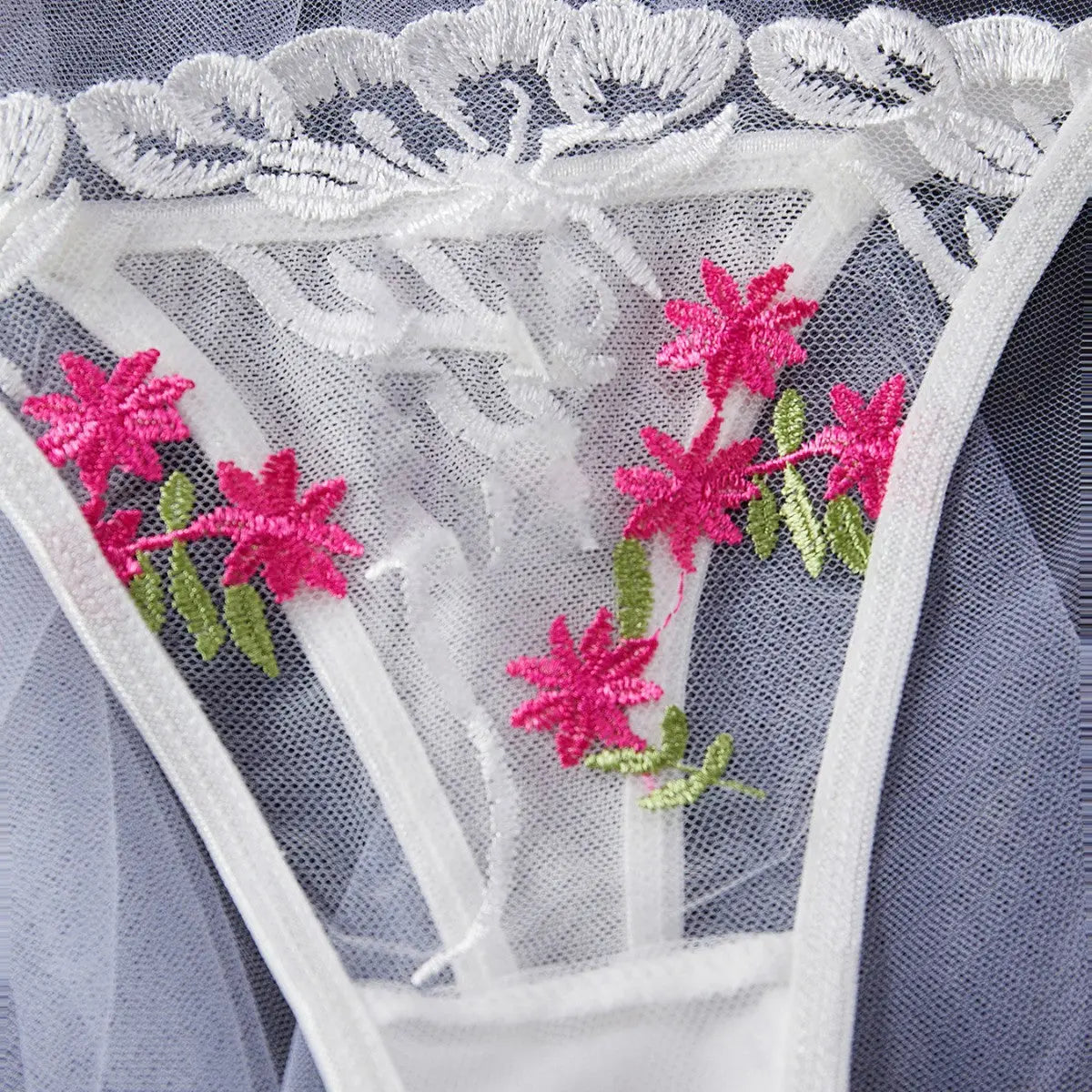 New European and American source sexy lingerie set pure desire series see-through gathered bra three-point panties mesh dress for women Alice Thong