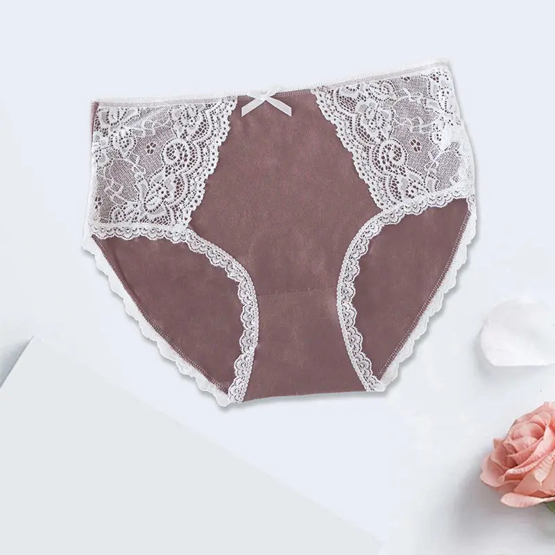 New lace underwear women's sexy mid-waist comfortable cotton crotch large size breathable briefs Alice Thong