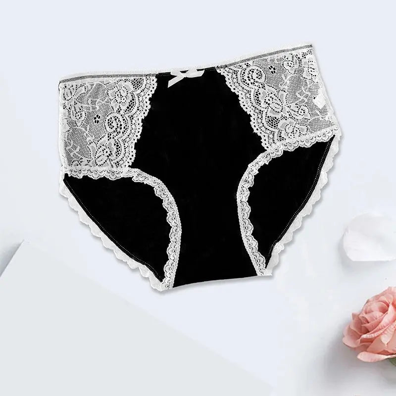 New lace underwear women's sexy mid-waist comfortable cotton crotch large size breathable briefs Alice Thong