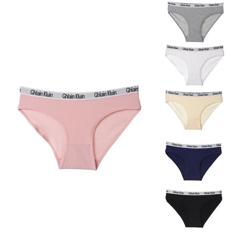 New pure cotton underwear women's, European and American English alphabet sports breathable women's underwear large size women's briefs Alice Thong