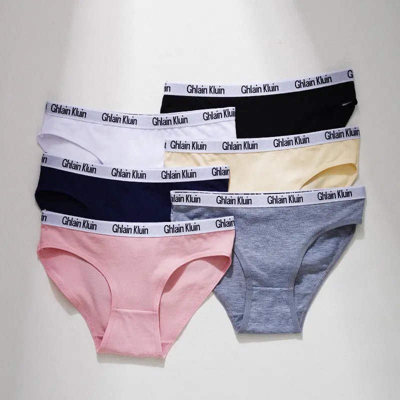 New pure cotton underwear women's, European and American English alphabet sports breathable women's underwear large size women's briefs Alice Thong