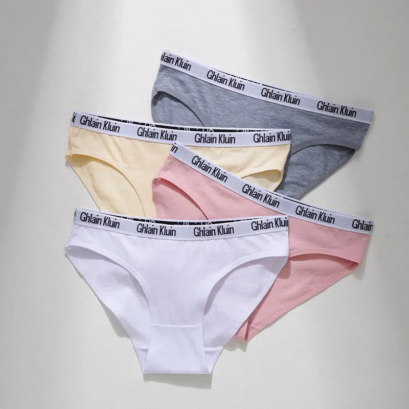 New pure cotton underwear women's, European and American English alphabet sports breathable women's underwear large size women's briefs Alice Thong