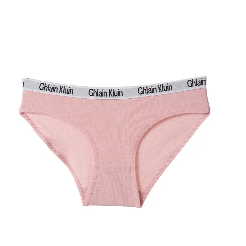 New pure cotton underwear women's, European and American English alphabet sports breathable women's underwear large size women's briefs Alice Thong