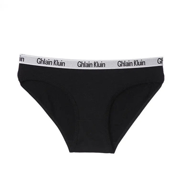 New pure cotton underwear women's, European and American English alphabet sports breathable women's underwear large size women's briefs Alice Thong