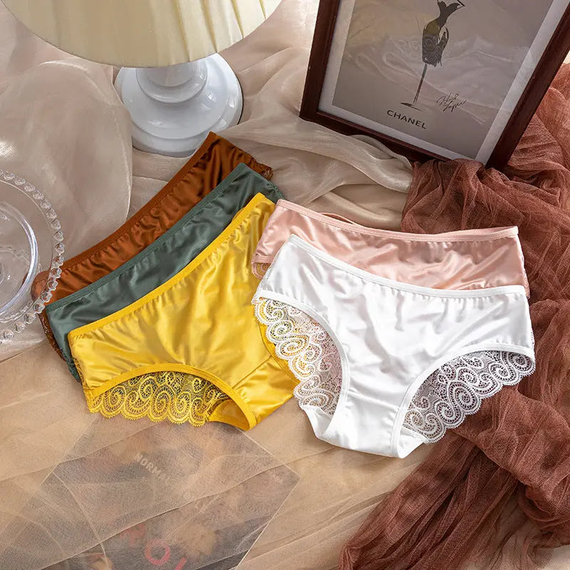 New sexy hollow thin strap cross women's underwear comfortable breathable lace satin stitching women's briefs Alice Thong