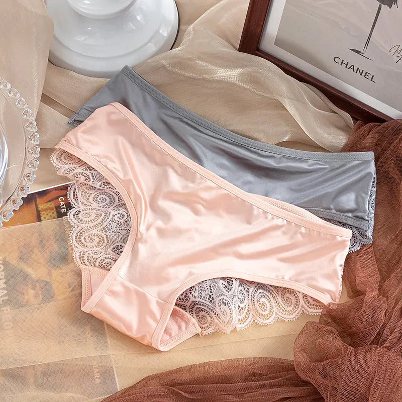 New sexy hollow thin strap cross women's underwear comfortable breathable lace satin stitching women's briefs Alice Thong