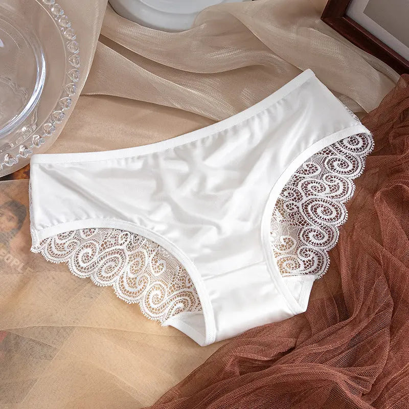 New sexy hollow thin strap cross women's underwear comfortable breathable lace satin stitching women's briefs Alice Thong