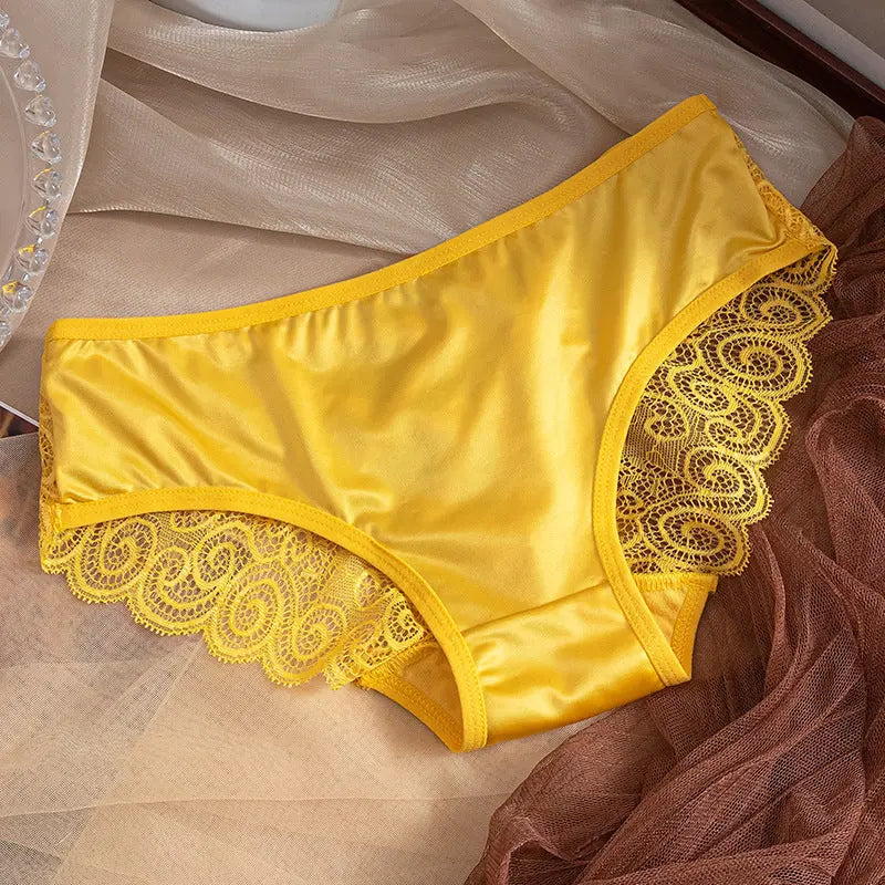 New sexy hollow thin strap cross women's underwear comfortable breathable lace satin stitching women's briefs Alice Thong