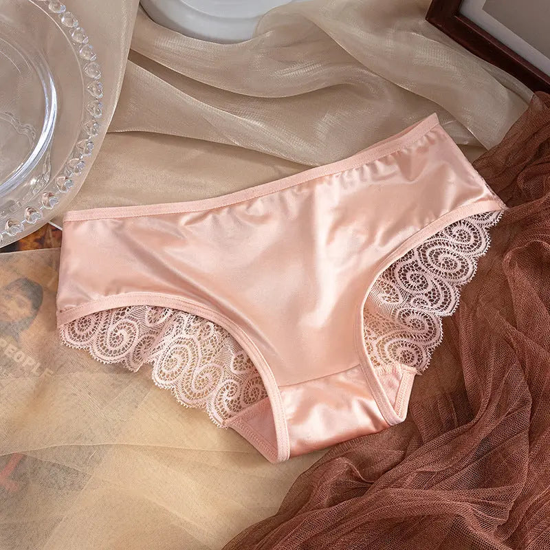 New sexy hollow thin strap cross women's underwear comfortable breathable lace satin stitching women's briefs Alice Thong